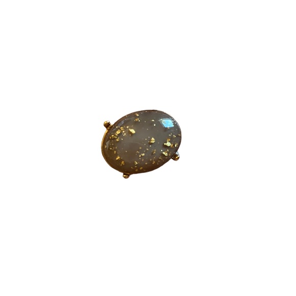 Speckled Gold Oval Brown Stone Ring - Picture 5 of 6